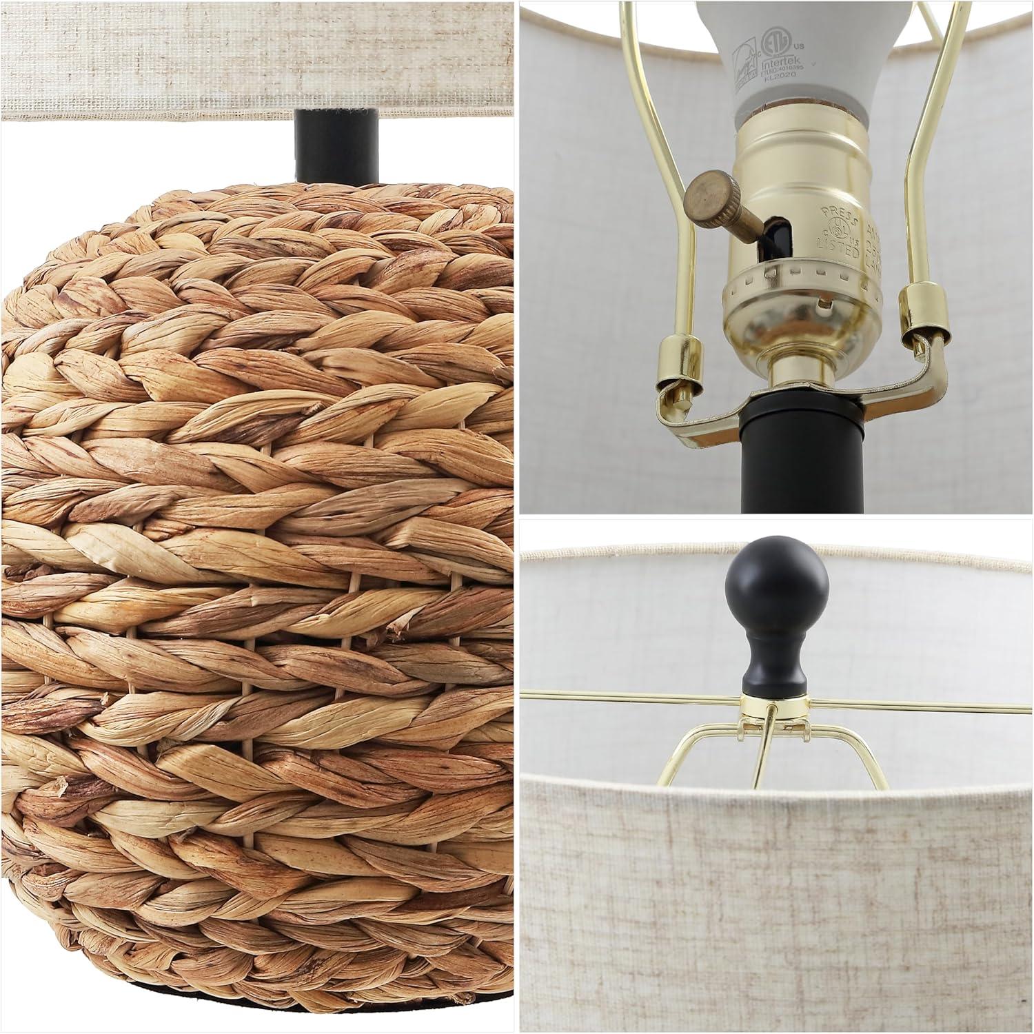 imageJONATHAN Y JYL6514B Camilo 215quot Modern Coastal Woven Rattan Globe LED Table Lamp for Living Room Family Room Dining Room Bedroom Hallway Office Dark BrownBrown