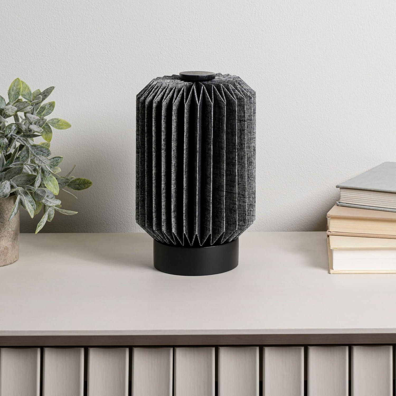 imageJONATHAN Y JYL9102B Banks 85quot Modern Minimalist Paper Pleated Column Accent LED Table Lamp for Living Room Family Room Dining Room Bedroom Hallway Office NaturalBlack