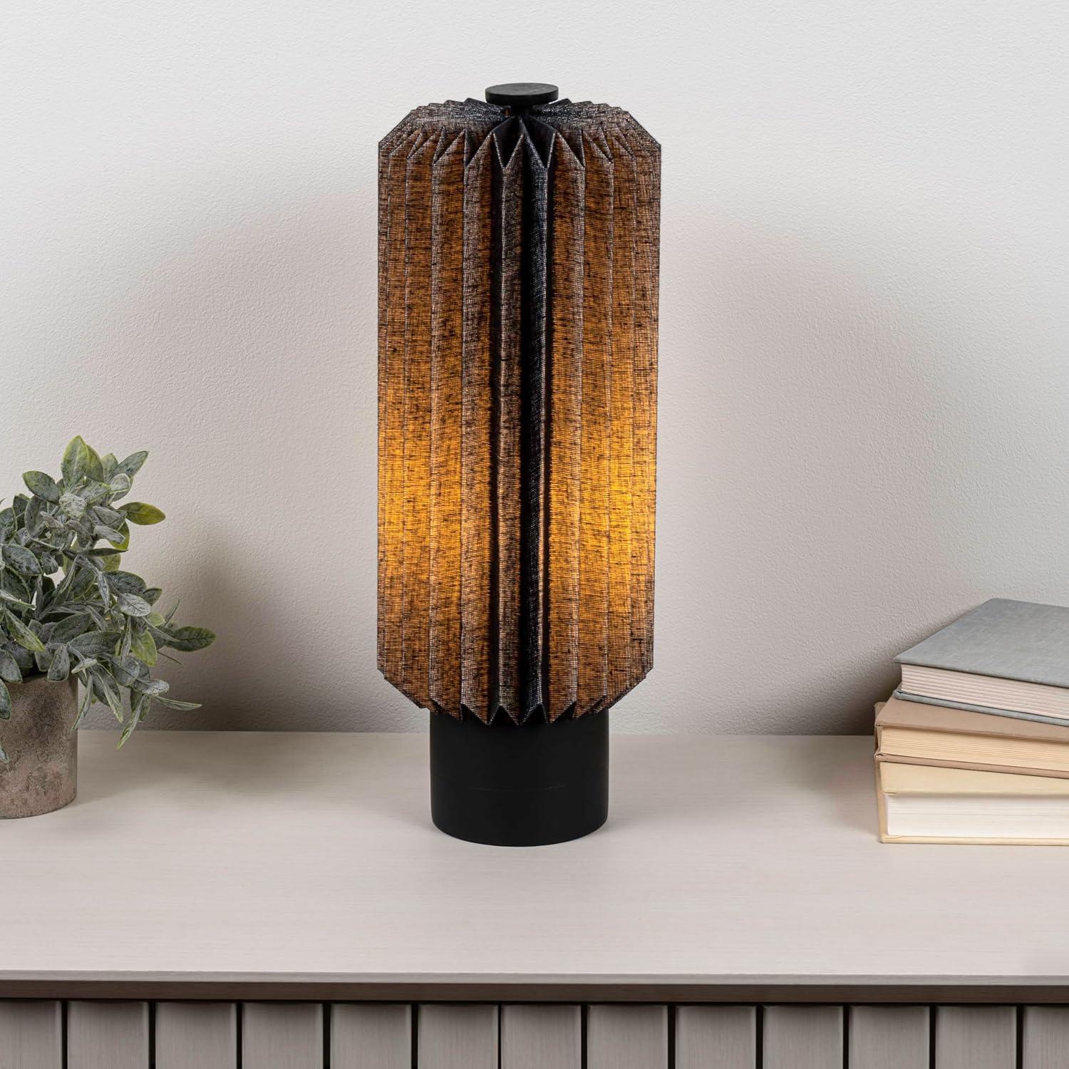 imageJONATHAN Y JYL9102B Banks 85quot Modern Minimalist Paper Pleated Column Accent LED Table Lamp for Living Room Family Room Dining Room Bedroom Hallway Office NaturalBlack