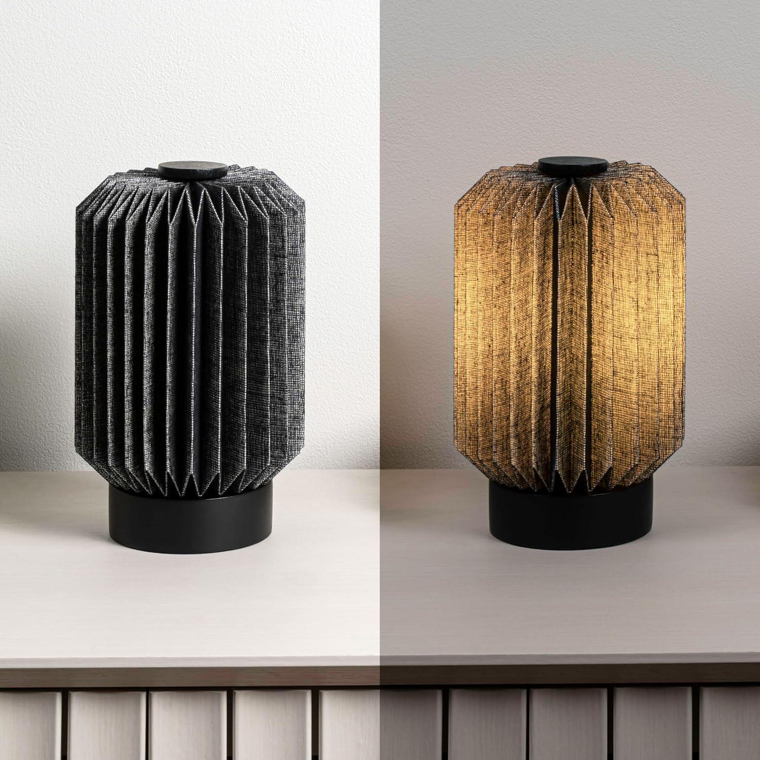 imageJONATHAN Y JYL9102B Banks 85quot Modern Minimalist Paper Pleated Column Accent LED Table Lamp for Living Room Family Room Dining Room Bedroom Hallway Office NaturalBlack