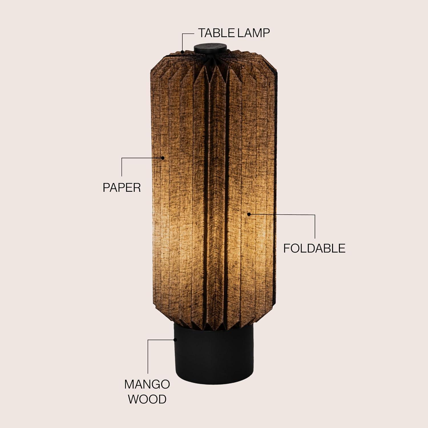 imageJONATHAN Y JYL9102B Banks 85quot Modern Minimalist Paper Pleated Column Accent LED Table Lamp for Living Room Family Room Dining Room Bedroom Hallway Office NaturalBlack