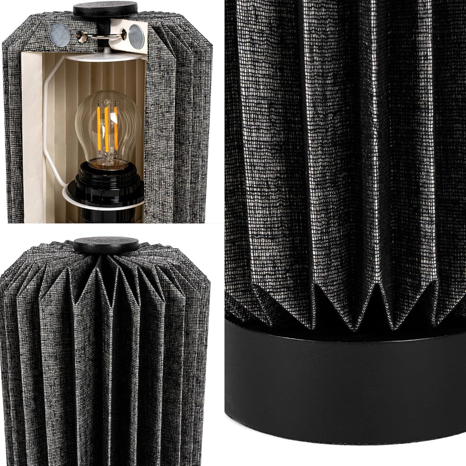 imageJONATHAN Y JYL9102B Banks 85quot Modern Minimalist Paper Pleated Column Accent LED Table Lamp for Living Room Family Room Dining Room Bedroom Hallway Office NaturalBlack