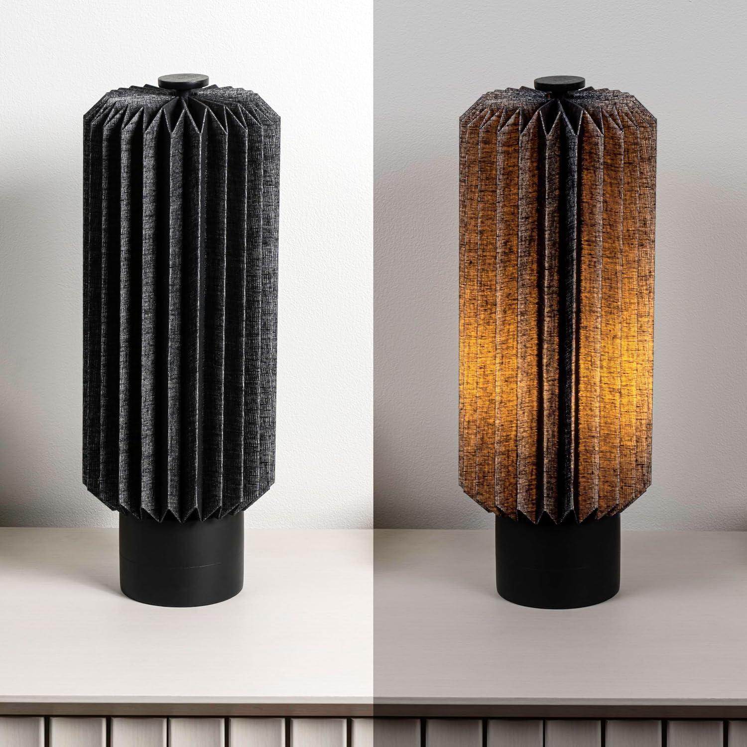 imageJONATHAN Y JYL9102B Banks 85quot Modern Minimalist Paper Pleated Column Accent LED Table Lamp for Living Room Family Room Dining Room Bedroom Hallway Office NaturalBlack