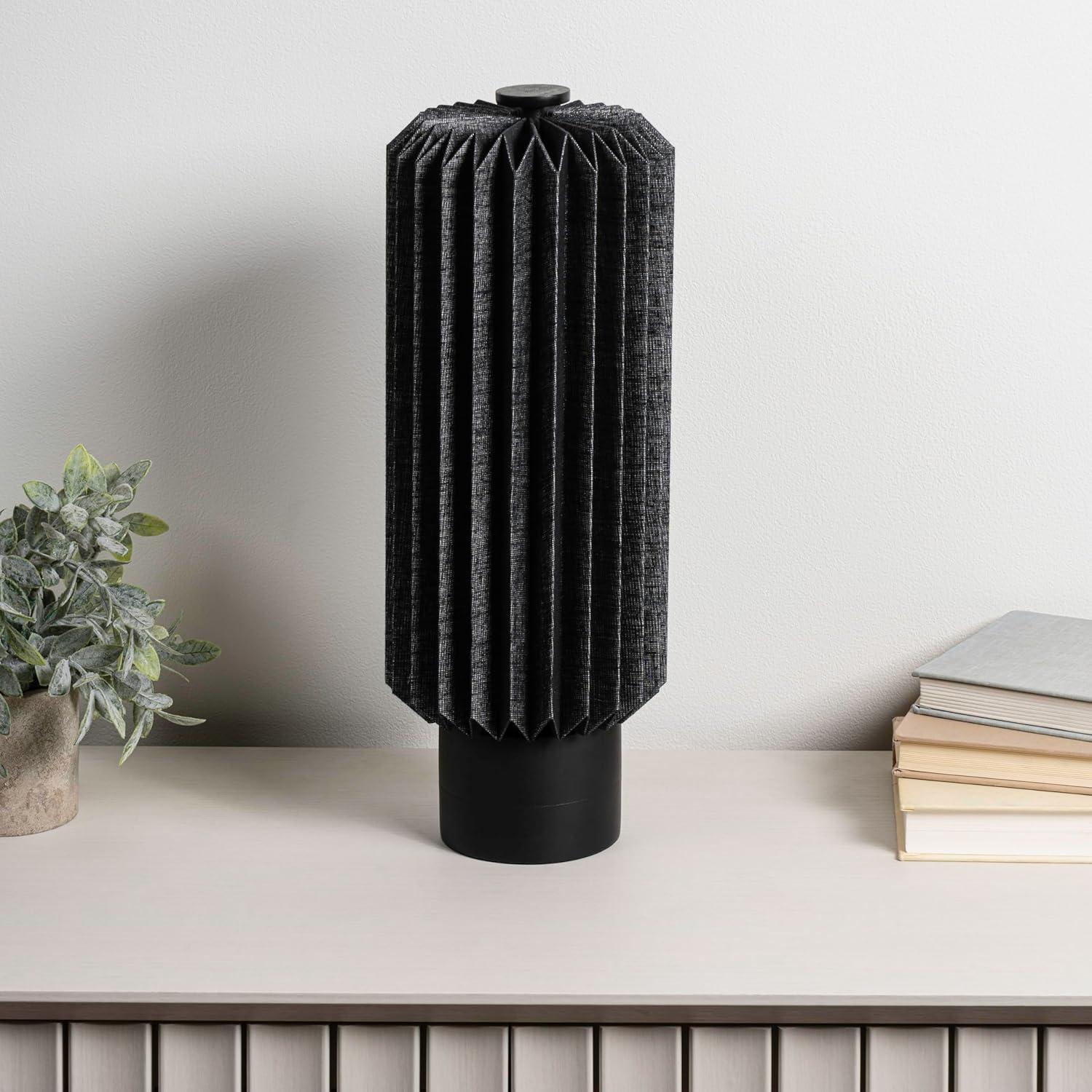 imageJONATHAN Y JYL9102B Banks 85quot Modern Minimalist Paper Pleated Column Accent LED Table Lamp for Living Room Family Room Dining Room Bedroom Hallway Office NaturalBlack