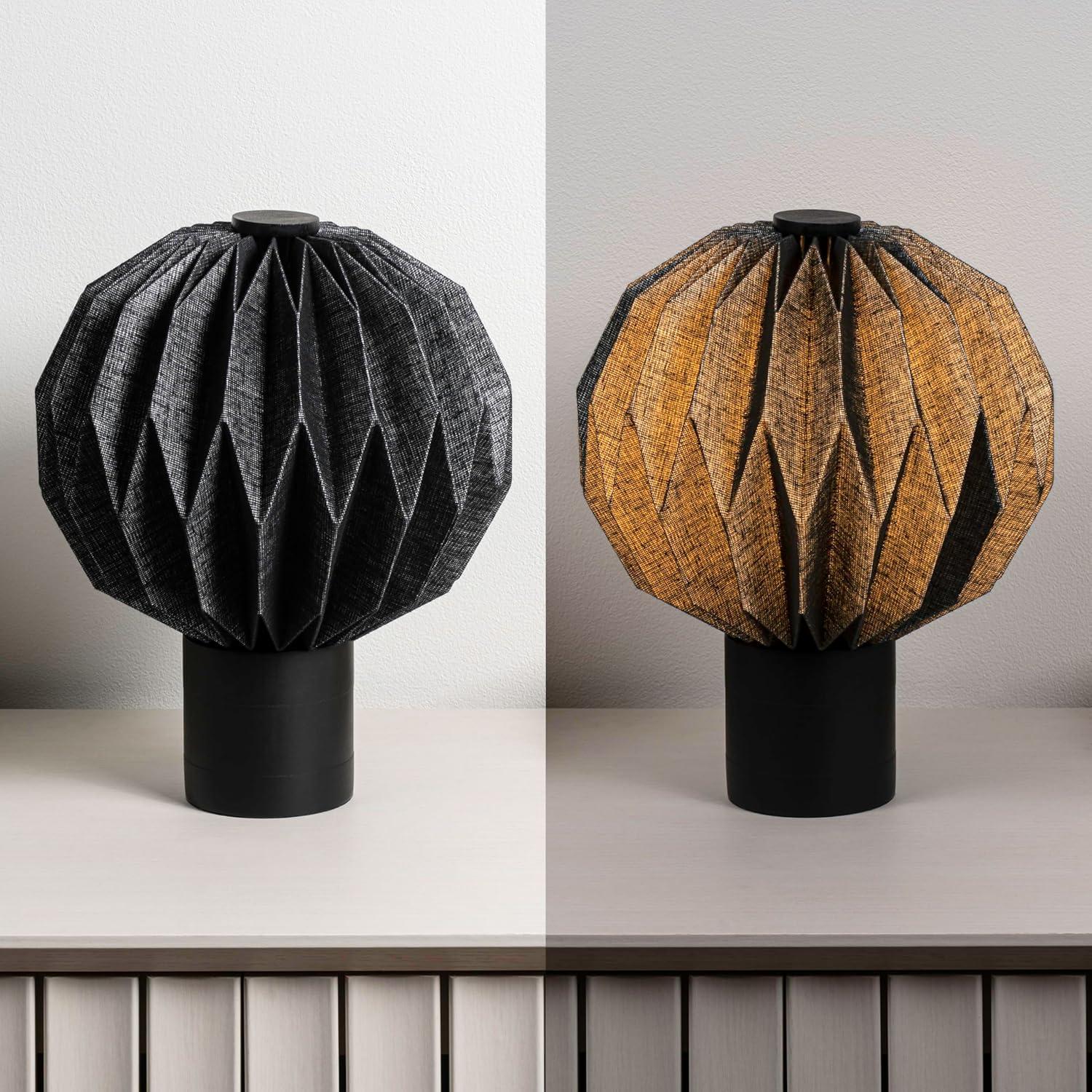 imageJONATHAN Y JYL9103B Quincy 11quot Modern Minimalist Paper Pleated Orb Accent LED Table Lamp for Living Room Family Room Dining Room Bedroom Hallway Office NaturalBlack