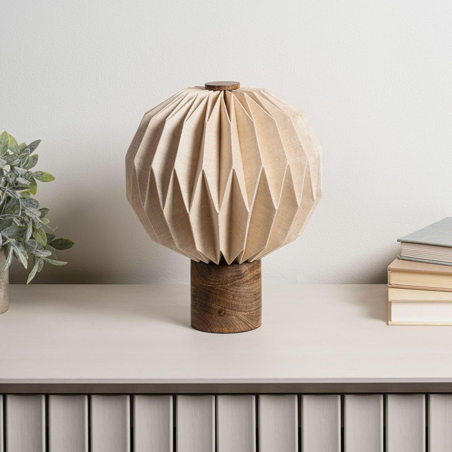 imageJONATHAN Y JYL9103B Quincy 11quot Modern Minimalist Paper Pleated Orb Accent LED Table Lamp for Living Room Family Room Dining Room Bedroom Hallway Office NaturalNatural