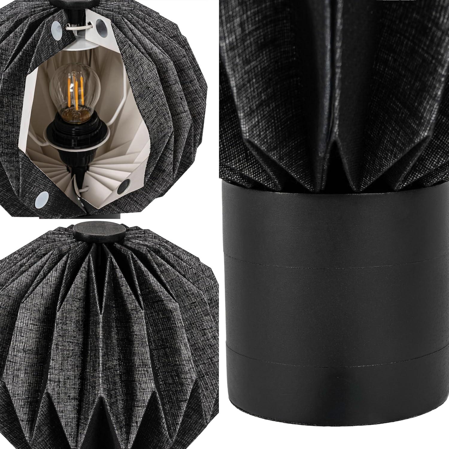 imageJONATHAN Y JYL9103B Quincy 11quot Modern Minimalist Paper Pleated Orb Accent LED Table Lamp for Living Room Family Room Dining Room Bedroom Hallway Office NaturalBlack