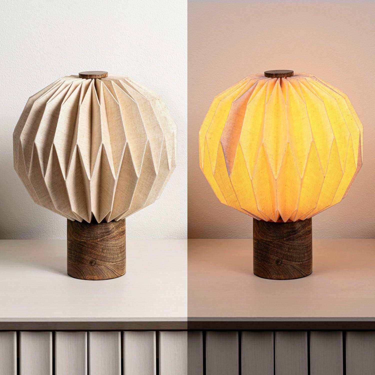 imageJONATHAN Y JYL9103B Quincy 11quot Modern Minimalist Paper Pleated Orb Accent LED Table Lamp for Living Room Family Room Dining Room Bedroom Hallway Office NaturalNatural