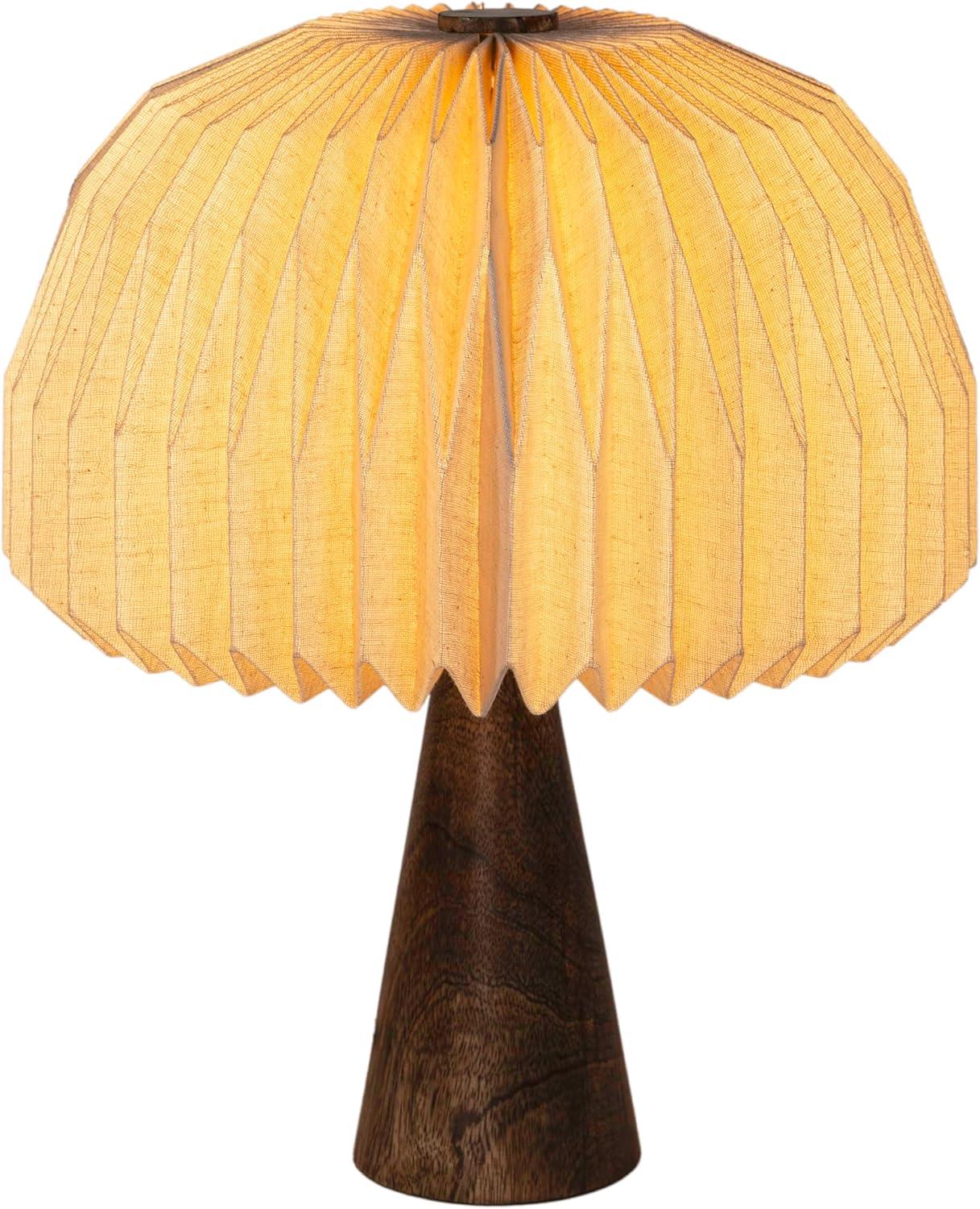 imageJONATHAN Y JYL9106B Sylvie 16quot Modern Minimalist Paper Pleated Shade Mushroom Accent LED Table Lamp for Living Room Family Room Dining Room Bedroom Hallway Office NaturalNatural
