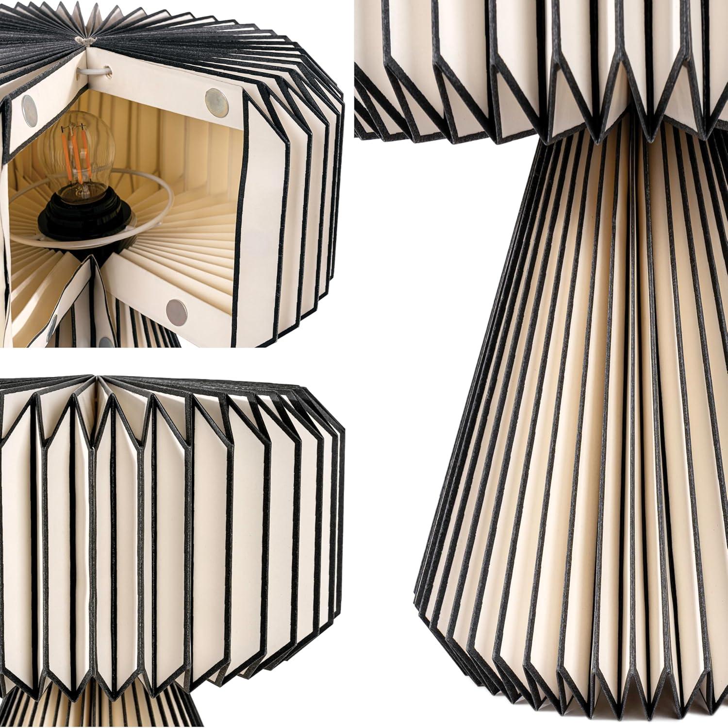 imageJONATHAN Y JYL9107B Zelda 128quot Modern Art Deco Paper Pleated Shade Accent LED Table Lamp for Living Room Family Room Dining Room Bedroom Hallway Office NaturalBlackNatural