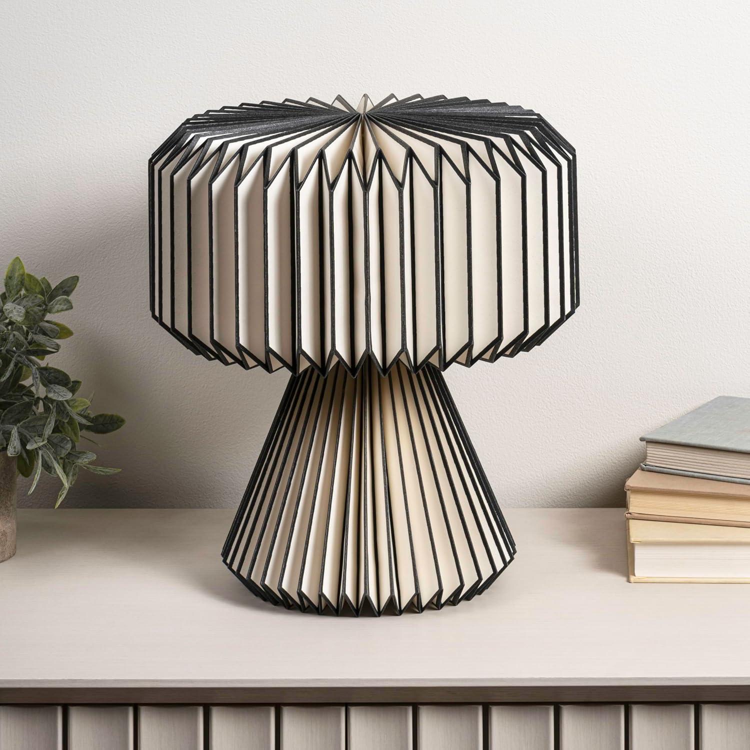 imageJONATHAN Y JYL9107B Zelda 128quot Modern Art Deco Paper Pleated Shade Accent LED Table Lamp for Living Room Family Room Dining Room Bedroom Hallway Office NaturalBlackNatural