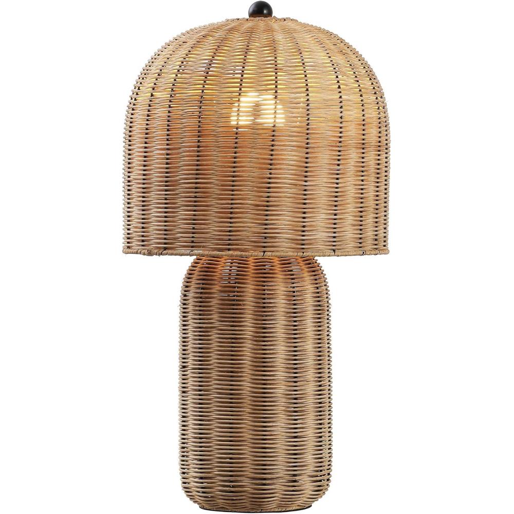 imageJONATHAN Y JYL5702A Minna 225quot Modern Coastal Woven Rattan Arched LED Table Lamp for Living Room Family Room Dining Room Bedroom Hallway Office Natural Brown