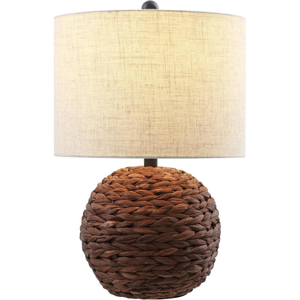 imageJONATHAN Y JYL6514B Camilo 215quot Modern Coastal Woven Rattan Globe LED Table Lamp for Living Room Family Room Dining Room Bedroom Hallway Office Dark BrownDark Brown