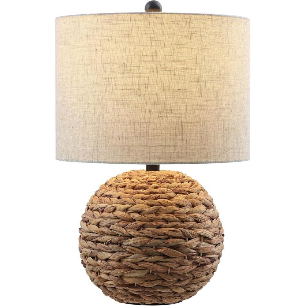 imageJONATHAN Y JYL6514B Camilo 215quot Modern Coastal Woven Rattan Globe LED Table Lamp for Living Room Family Room Dining Room Bedroom Hallway Office Dark BrownBrown