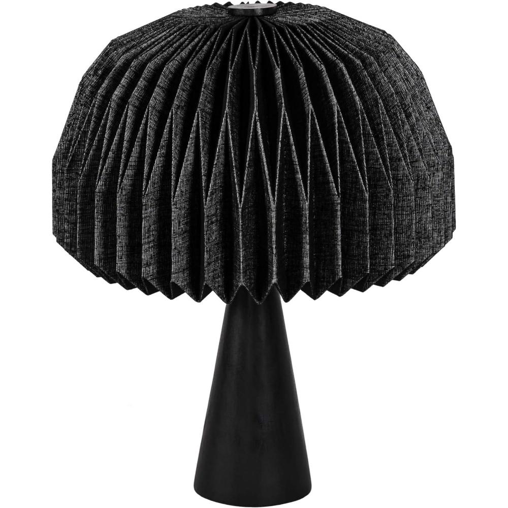 imageJONATHAN Y JYL9106B Sylvie 16quot Modern Minimalist Paper Pleated Shade Mushroom Accent LED Table Lamp for Living Room Family Room Dining Room Bedroom Hallway Office NaturalBlack