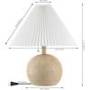 JONATHAN Y JYL1145B Aksel 17.25″ Coastal Scandinavian Resin/Iron Sphere LED Table Lamp with Pleated Shade and Pull Chain, Beige Wood Finish/White, for Entry Console, Bedroom, Living Room(Beige Wood Finish)