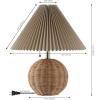 JONATHAN Y JYL1145B Aksel 17.25″ Coastal Scandinavian Resin/Iron Sphere LED Table Lamp with Pleated Shade and Pull Chain, Beige Wood Finish/White, for Entry Console, Bedroom, Living Room(Natural)