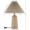 JONATHAN Y JYL1146A Arvid 20.5″ Rustic Scandinavian Resin/Iron Lighthouse LED Table Lamp with Pleated Shade, Beige Wood Finish, for Bedroom, Living Room, Entry Console