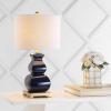 JONATHAN Y JYL3049A Vienna 25.5″ Ceramic LED Table Lamp Contemporary Transitional Bedside Desk Nightstand Lamp for Bedroom Living Room Office College Bookcase LED Bulb Included, Navy/Gold