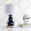 JONATHAN Y JYL3049A Vienna 25.5″ Ceramic LED Table Lamp Contemporary Transitional Bedside Desk Nightstand Lamp for Bedroom Living Room Office College Bookcase LED Bulb Included, Navy/Gold