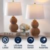 JONATHAN Y JYL5704A-SET2 Millie 23″ Modern Coastal Woven Rattan Gourd LED Table Lamp for Living Room, Family Room, Dining Room, Bedroom, Hallway, Office, Dark Brown (Set of 2)
