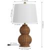 JONATHAN Y JYL5704A-SET2 Millie 23″ Modern Coastal Woven Rattan Gourd LED Table Lamp for Living Room, Family Room, Dining Room, Bedroom, Hallway, Office, Dark Brown (Set of 2)