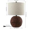 JONATHAN Y JYL6514B Camilo 21.5″ Modern Coastal Woven Rattan Globe LED Table Lamp for Living Room, Family Room, Dining Room, Bedroom, Hallway, Office, Dark Brown(Dark Brown)