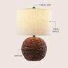JONATHAN Y JYL6514B Camilo 21.5″ Modern Coastal Woven Rattan Globe LED Table Lamp for Living Room, Family Room, Dining Room, Bedroom, Hallway, Office, Dark Brown(Dark Brown)