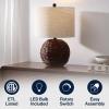 JONATHAN Y JYL6514B Camilo 21.5″ Modern Coastal Woven Rattan Globe LED Table Lamp for Living Room, Family Room, Dining Room, Bedroom, Hallway, Office, Dark Brown(Dark Brown)