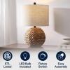 JONATHAN Y JYL6514B Camilo 21.5″ Modern Coastal Woven Rattan Globe LED Table Lamp for Living Room, Family Room, Dining Room, Bedroom, Hallway, Office, Dark Brown(Brown)