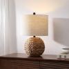 JONATHAN Y JYL6514B Camilo 21.5″ Modern Coastal Woven Rattan Globe LED Table Lamp for Living Room, Family Room, Dining Room, Bedroom, Hallway, Office, Dark Brown(Brown)