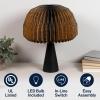 JONATHAN Y JYL9106B Sylvie 16″ Modern Minimalist Paper Pleated Shade Mushroom Accent LED Table Lamp for Living Room, Family Room, Dining Room, Bedroom, Hallway, Office, Natural(Black)