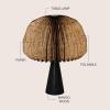 JONATHAN Y JYL9106B Sylvie 16″ Modern Minimalist Paper Pleated Shade Mushroom Accent LED Table Lamp for Living Room, Family Room, Dining Room, Bedroom, Hallway, Office, Natural(Black)