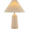 JONATHAN Y JYL1146A Arvid 20.5″ Rustic Scandinavian Resin/Iron Lighthouse LED Table Lamp with Pleated Shade, Beige Wood Finish, for Bedroom, Living Room, Entry Console