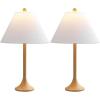 JONATHAN Y JYL5507A-SET2 Albie 25″ Modern Coastal Iron Column LED Table Lamp for Living Room, Family Room, Dining Room, Bedroom, Hallway, Office, Brown Wood Finish (Set of 2)