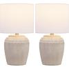 JONATHAN Y JYL5707B-SET2 Hugo 16.75″ Traditional Rustic Reeded Ceramic Vase LED Table Lamp for Living Room, Family Room, Dining Room, Bedroom, Hallway, Office, Antique White (Set of 2)(Antique White/Nickel)