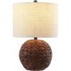 JONATHAN Y JYL6514B Camilo 21.5″ Modern Coastal Woven Rattan Globe LED Table Lamp for Living Room, Family Room, Dining Room, Bedroom, Hallway, Office, Dark Brown(Dark Brown)
