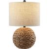 JONATHAN Y JYL6514B Camilo 21.5″ Modern Coastal Woven Rattan Globe LED Table Lamp for Living Room, Family Room, Dining Room, Bedroom, Hallway, Office, Dark Brown(Brown)