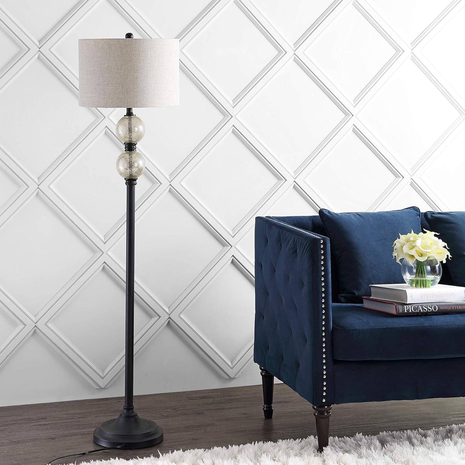 imageJONATHAN Y JYL1016A January 60quot GlassMetal LED Floor Lamp Traditional Elegant Office Living Room Family Room Dining Room Bedroom Hallway Foyer Mercury GlassOil Rubbed Bronze