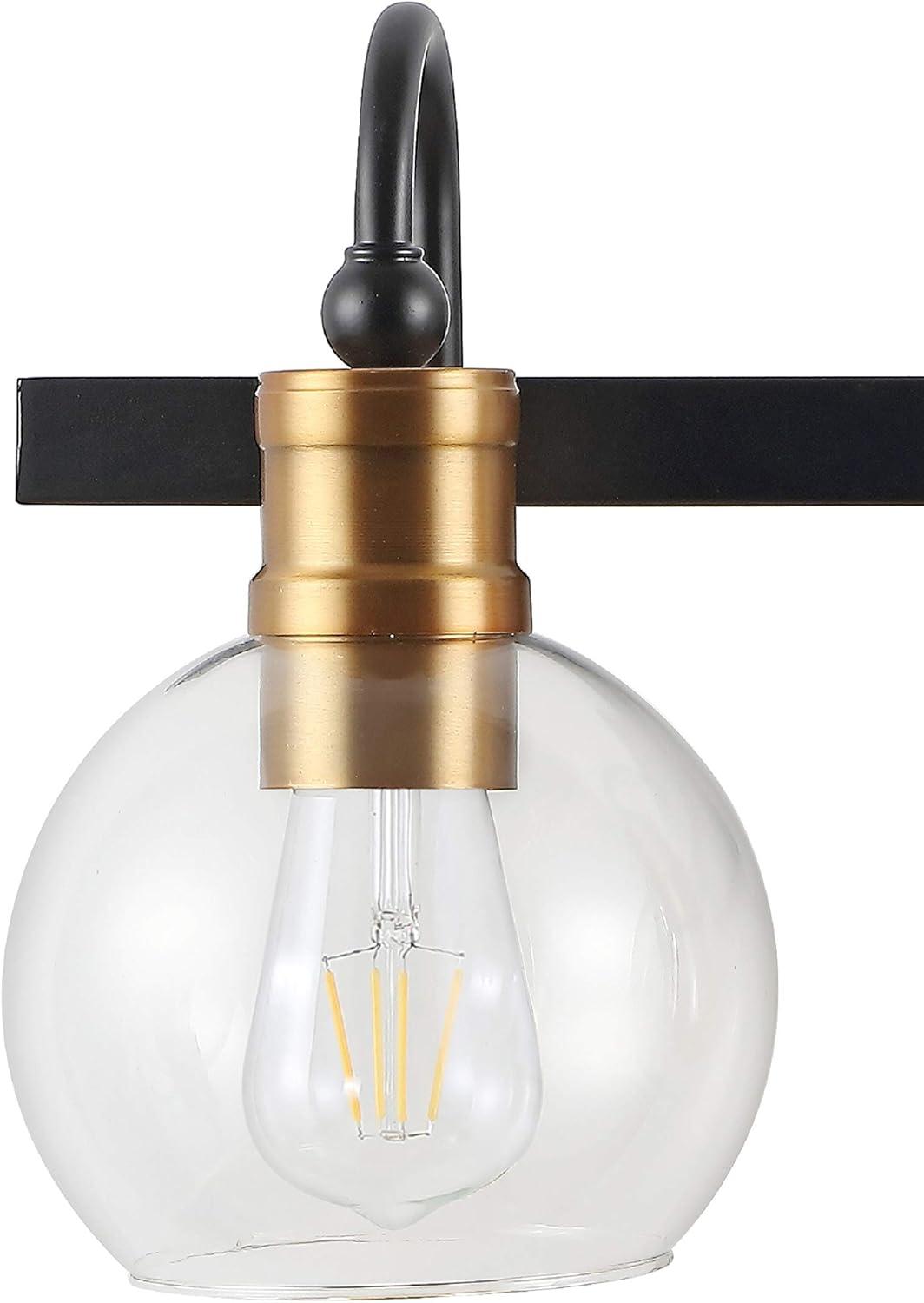 imageJONATHAN Y JYL3557A Marais 4425quot 6Light IronGlass Rustic Vintage LED Vanity Light Farmhouse Bohemian Cottage Industrial Office Living Room Dining Room Bedroom BlackBrass Gold3 Light