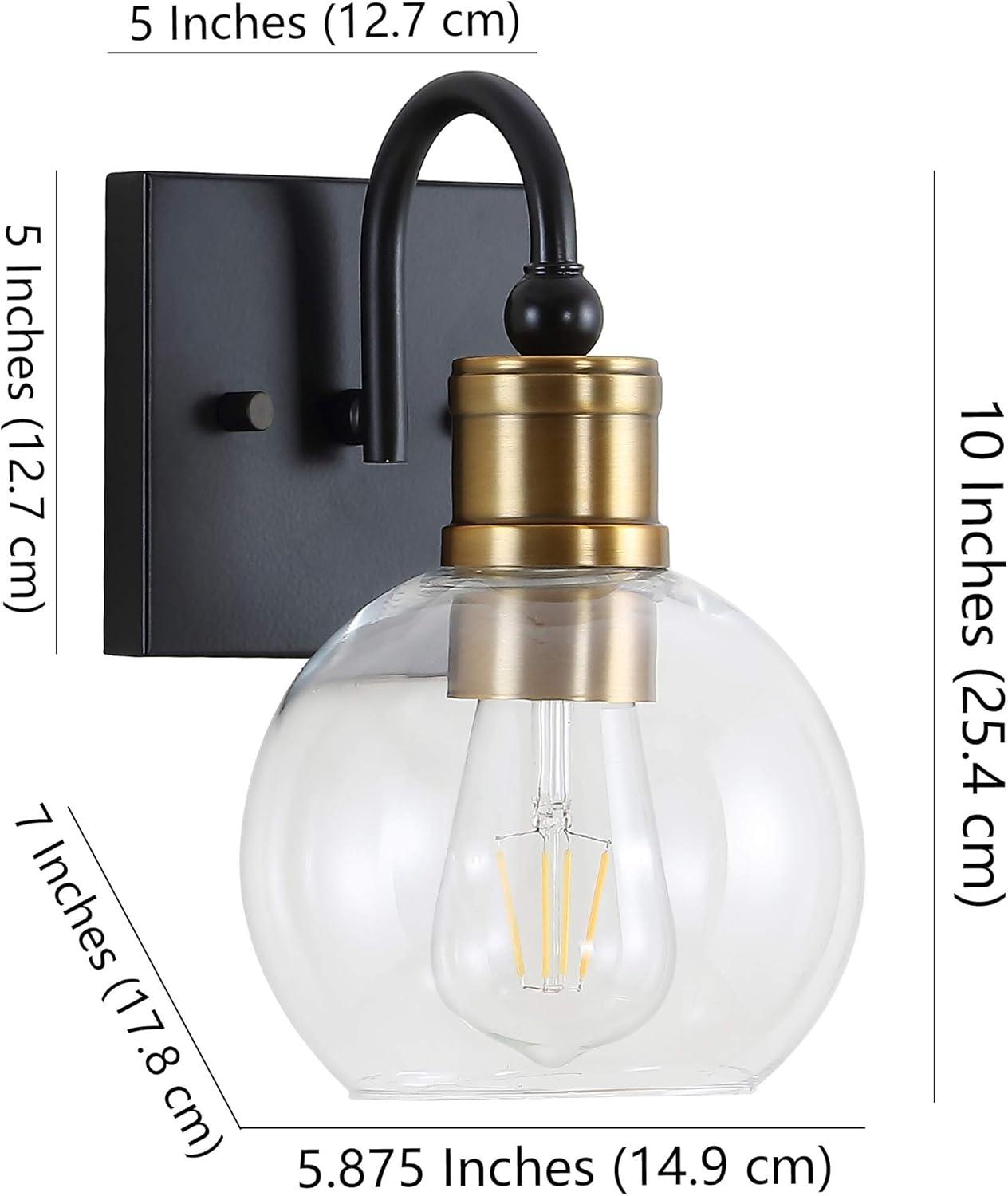 imageJONATHAN Y JYL3557A Marais 4425quot 6Light IronGlass Rustic Vintage LED Vanity Light Farmhouse Bohemian Cottage Industrial Office Living Room Dining Room Bedroom BlackBrass Gold1 Light