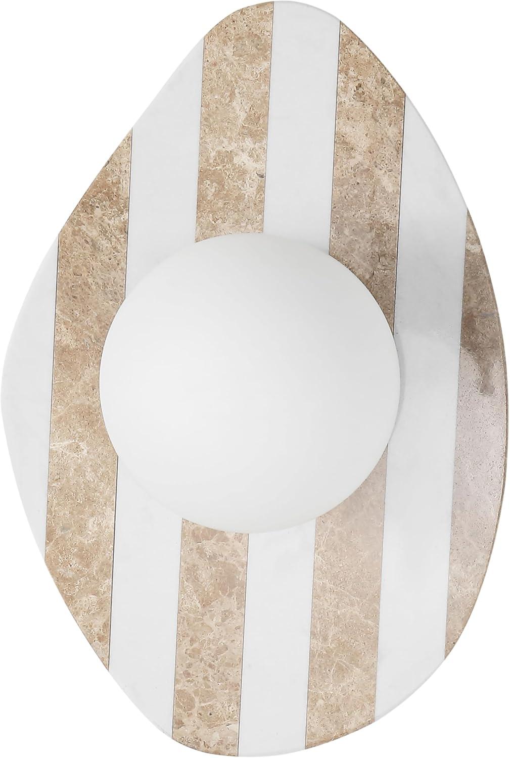 imageJONATHAN Y JYL5900A Tivoli 12quot Modern Minimalist 1Light Ovoid Travertine LED Wall Sconce for Bedroom Living Room Hallway Entryway Home Office Light BrownLight BrownBrass GoldWhite