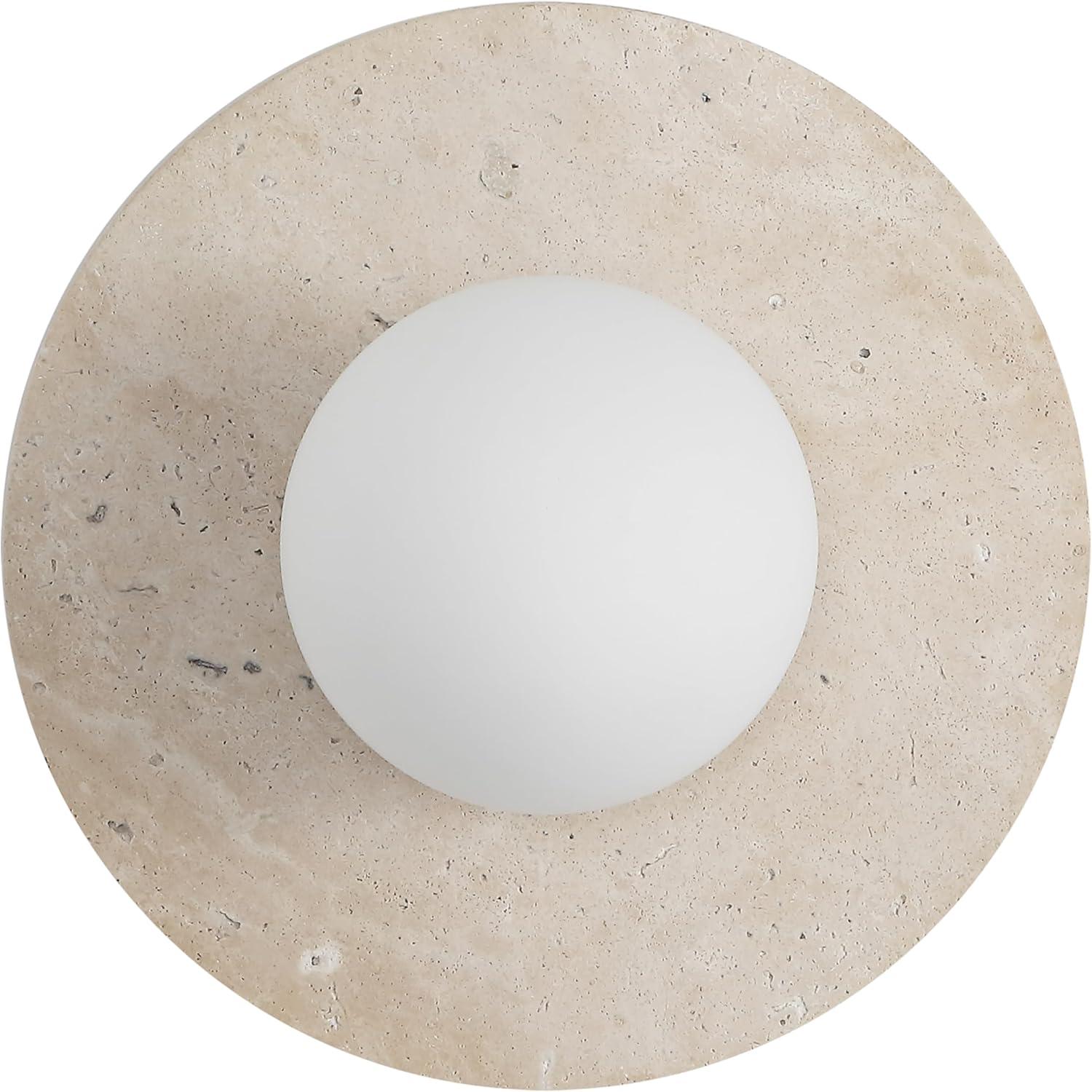 imageJONATHAN Y JYL5900A Tivoli 12quot Modern Minimalist 1Light Ovoid Travertine LED Wall Sconce for Bedroom Living Room Hallway Entryway Home Office Light BrownLight BrownBrass Gold