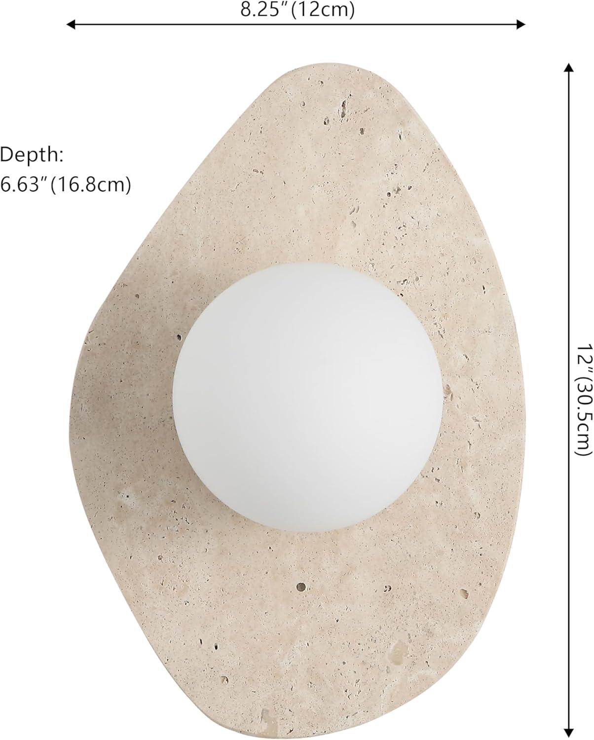 imageJONATHAN Y JYL5900A Tivoli 12quot Modern Minimalist 1Light Ovoid Travertine LED Wall Sconce for Bedroom Living Room Hallway Entryway Home Office Light BrownLight BrownBrass Gold