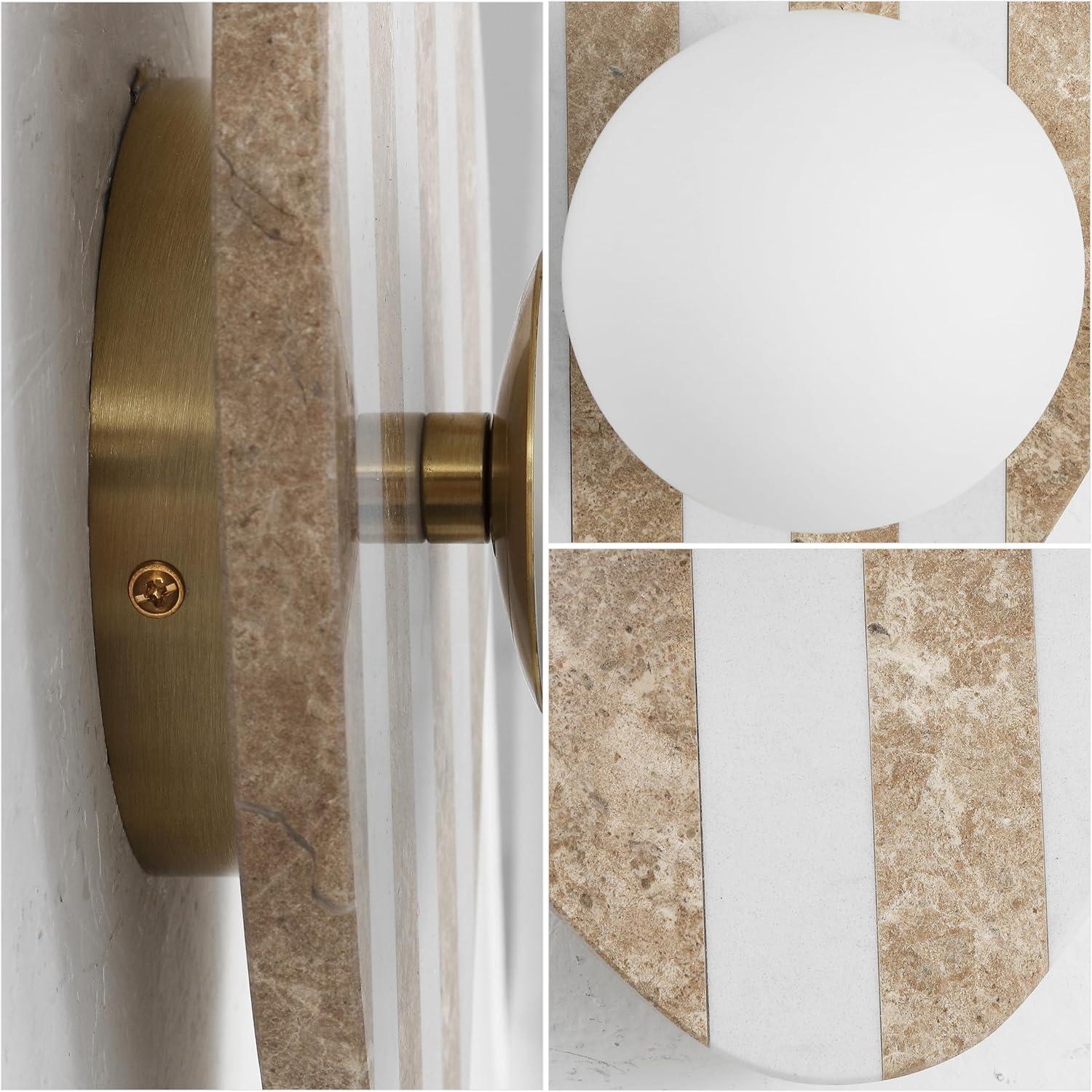 imageJONATHAN Y JYL5900A Tivoli 12quot Modern Minimalist 1Light Ovoid Travertine LED Wall Sconce for Bedroom Living Room Hallway Entryway Home Office Light BrownLight BrownBrass GoldWhite