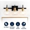 JONATHAN Y JYL3557A Marais 44.25″ 6-Light Iron/Glass Rustic Vintage LED Vanity Light Farmhouse, Bohemian, Cottage, Industrial, Office, Living Room, Dining Room, Bedroom, Black/Brass Gold(3 Light)