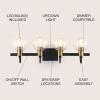 JONATHAN Y JYL3557A Marais 44.25″ 6-Light Iron/Glass Rustic Vintage LED Vanity Light Farmhouse, Bohemian, Cottage, Industrial, Office, Living Room, Dining Room, Bedroom, Black/Brass Gold(4 Light)