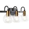 JONATHAN Y JYL3557A Marais 44.25″ 6-Light Iron/Glass Rustic Vintage LED Vanity Light Farmhouse, Bohemian, Cottage, Industrial, Office, Living Room, Dining Room, Bedroom, Black/Brass Gold(3 Light)