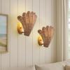 JONATHAN Y JYL5709A-SET2 Elodie 11.5″ Vintage Coastal 1-Light Rattan Scallop Shell LED Wall Sconce for Bedroom, Living Room, Hallway, Entryway, Home Office, Brown/Gold Painting (Set of 2)