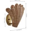 JONATHAN Y JYL5709A-SET2 Elodie 11.5″ Vintage Coastal 1-Light Rattan Scallop Shell LED Wall Sconce for Bedroom, Living Room, Hallway, Entryway, Home Office, Brown/Gold Painting (Set of 2)